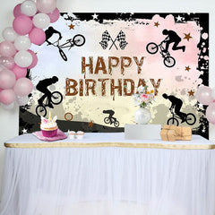 Aperturee - Bicycle Race Star Black Ink Paint Birthday Backdrop