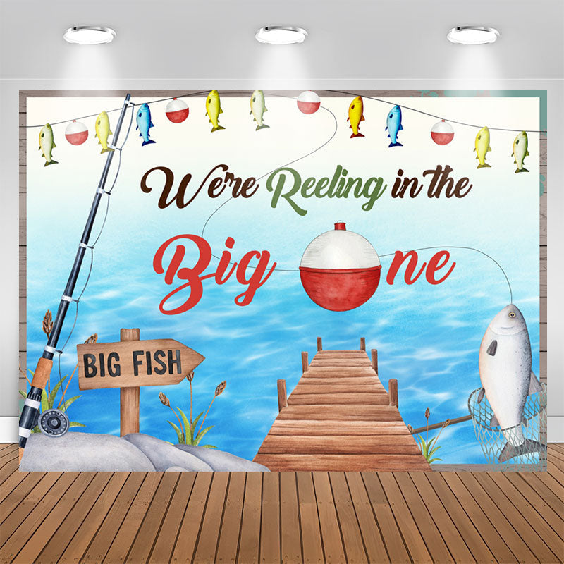 Aperturee - Big Fish In The Water Theme Happy 1St Birthday Backdrop