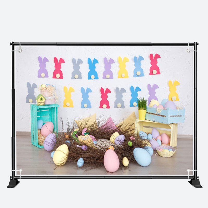 Aperturee - Big Nest Rabbit Paper Cuts Eggs Easter Backdrop