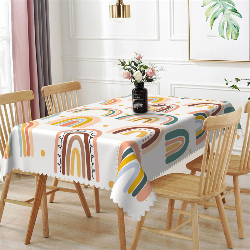 Aperturee - Big Repeat Colorful Rainbow Rectangle Tablecloth