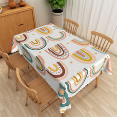 Aperturee - Big Repeat Colorful Rainbow Rectangle Tablecloth