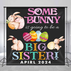 Aperturee - Big Sister Bunny Egg Custom Easter Birthday Backdrop