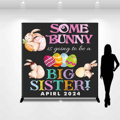 Aperturee - Big Sister Bunny Egg Custom Easter Birthday Backdrop