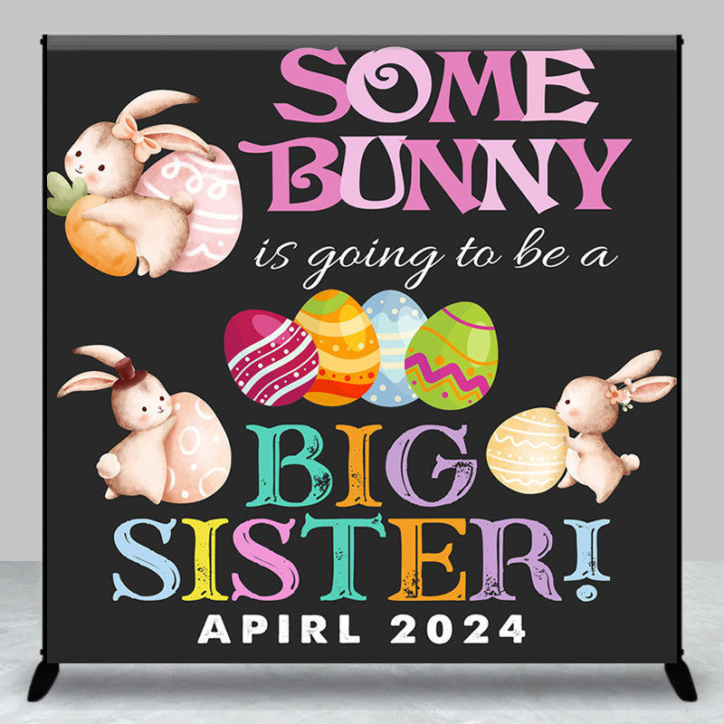 Aperturee - Big Sister Bunny Egg Custom Easter Birthday Backdrop