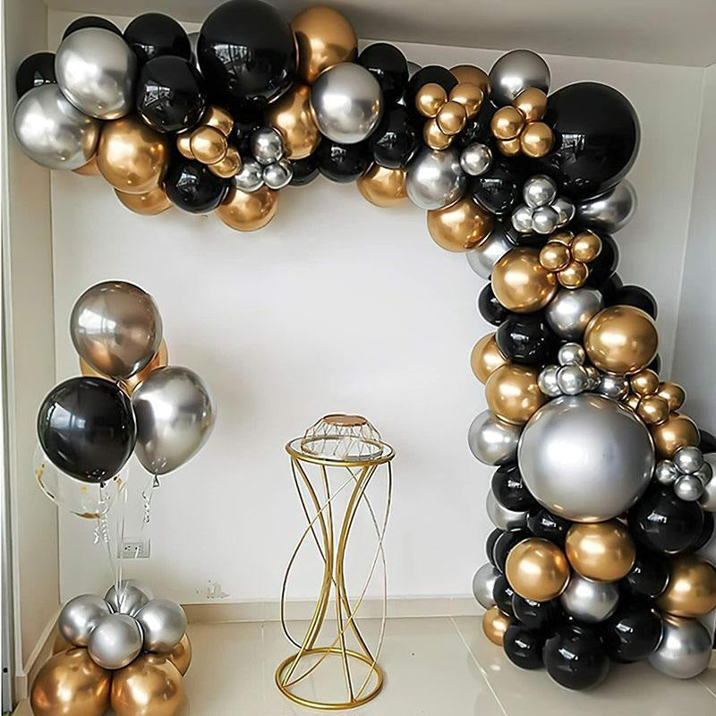 Aperturee Black 110 Pack Balloon Garland Kit | Arch Party Decorations - Gold | Silver