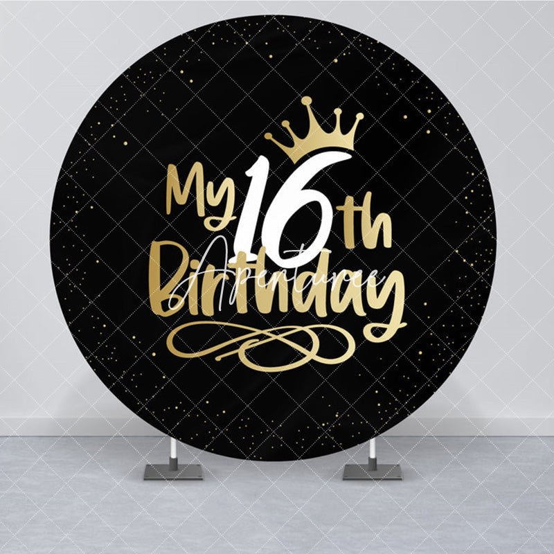 Aperturee Black 16th Birthday Party Gold Round Backdrops