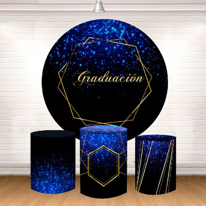 Aperturee Black And Blue Facula Round Graduation Backdrop Kit