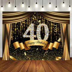 Aperturee - Black And Gold Glitter Bokeh 40th Birthday Backdrop