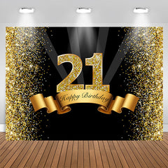 Aperturee - Black and Golden Bokeh Happy 21Th Birthday Backdrop