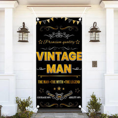 Aperturee - Black And Golden Vintage Man Birthday Door Cover