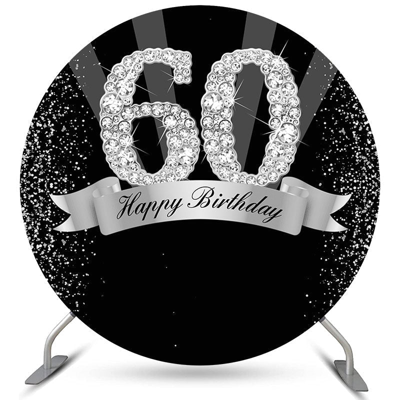 Aperturee Black And Grey Happy 60Th Birthday Circle Backdrop