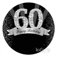 Aperturee Black And Grey Happy 60Th Birthday Circle Backdrop