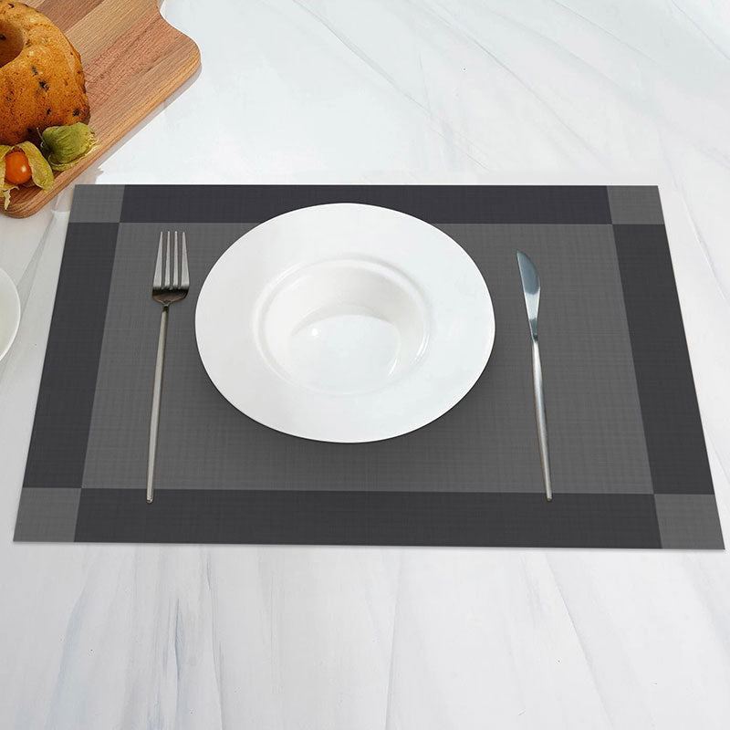 Aperturee - Black And Grey Rectangle Square Set Of 4 Placemats