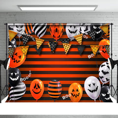 Aperturee - Black And Orange Striped Halloween Balloon Backdrop