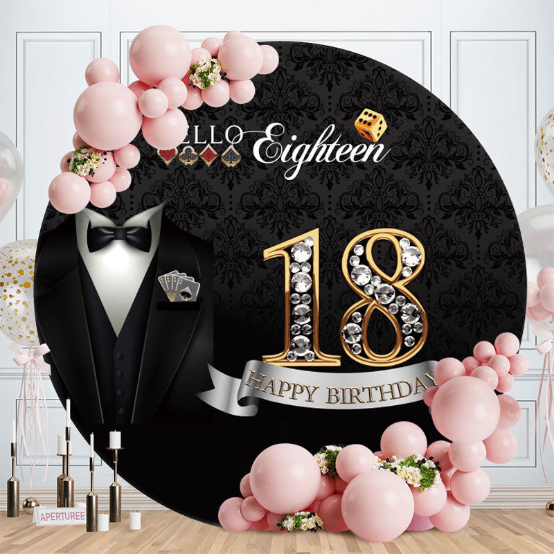 Aperturee - Black And Sliver 18th Round Birthday Backdrop