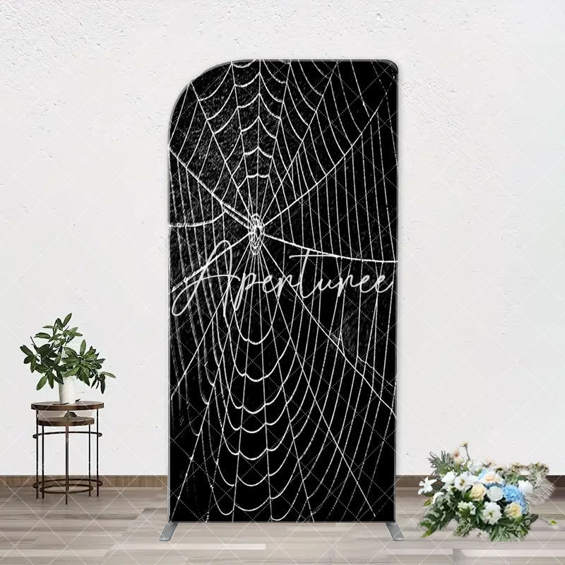 Aperturee - Black And White Cobweb Hero Arch Birthday Backdrop