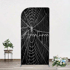 Aperturee - Black And White Cobweb Hero Arch Birthday Backdrop