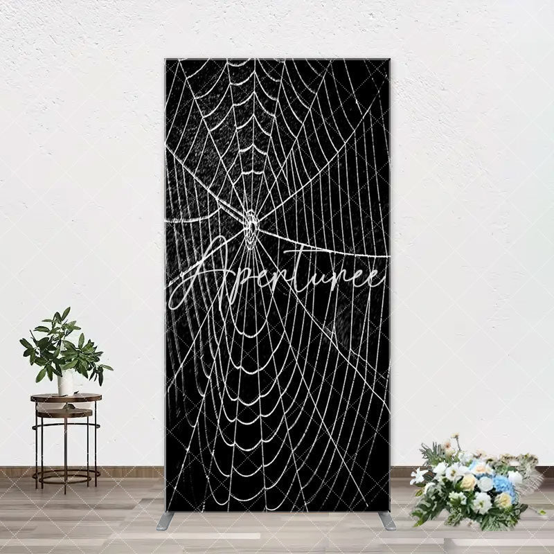 Aperturee - Black And White Cobweb Hero Arch Birthday Backdrop