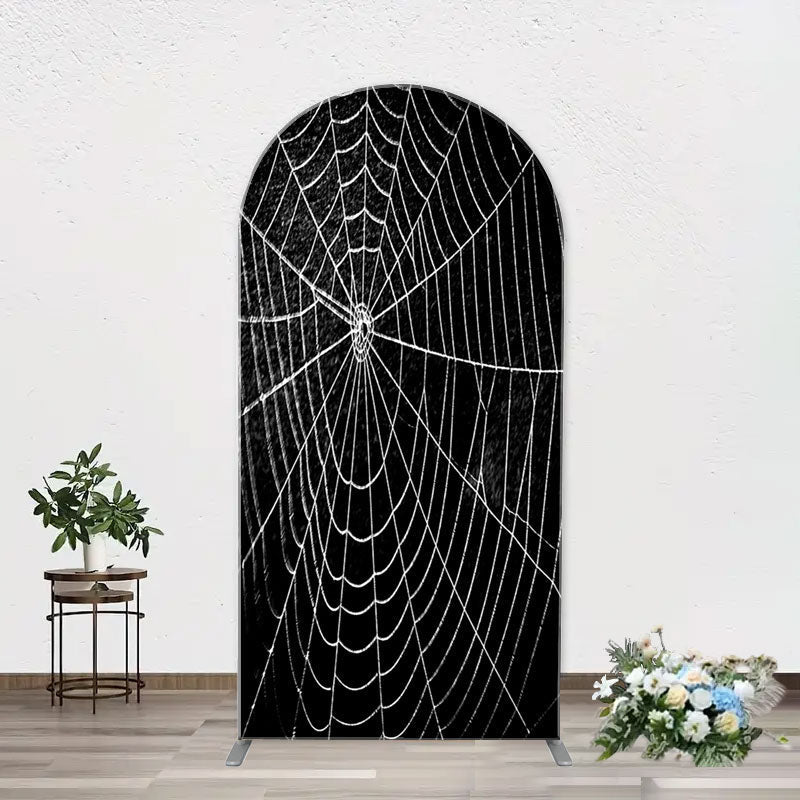 Aperturee - Black And White Cobweb Hero Arch Birthday Backdrop