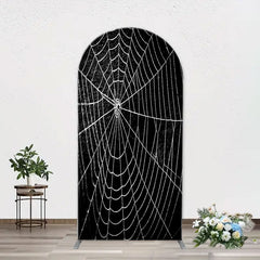 Aperturee - Black And White Cobweb Hero Arch Birthday Backdrop