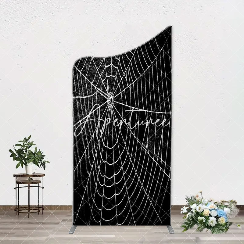 Aperturee - Black And White Cobweb Hero Arch Birthday Backdrop