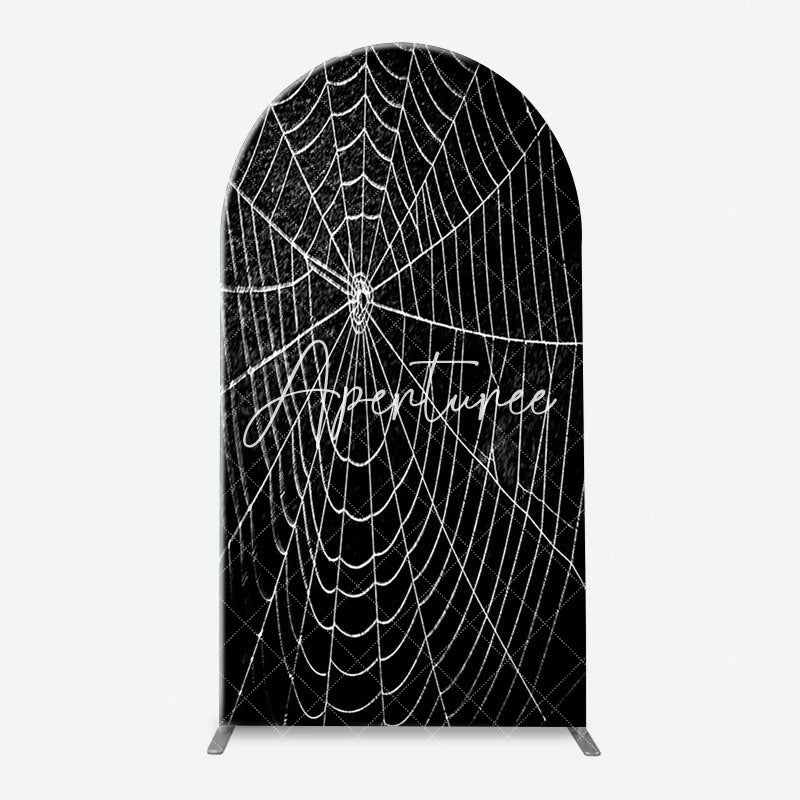 Aperturee - Black And White Cobweb Hero Arch Birthday Backdrop