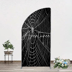 Aperturee - Black And White Cobweb Hero Arch Birthday Backdrop