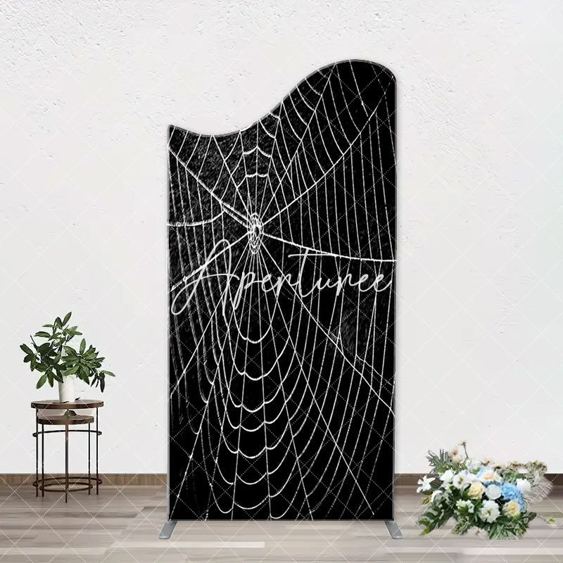 Aperturee - Black And White Cobweb Hero Arch Birthday Backdrop