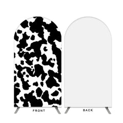 Aperturee - Black And White Cow Pattern Birthday Double Sided Arch Backdrop