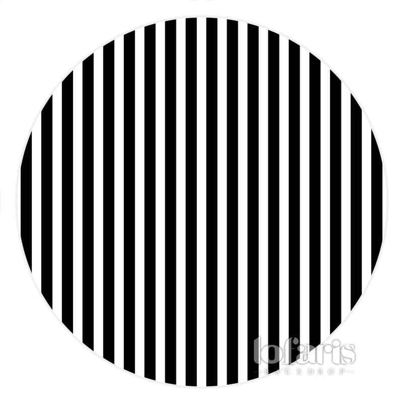 Aperturee Black And White Line Simple Round Birthday Backdrop