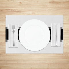 Aperturee - Black And White Lines Set Of 4 Placemats For Dinner