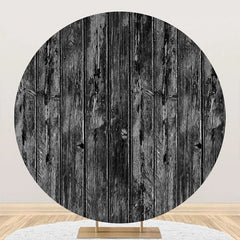 Aperturee - Black And White Retro Wood Wall Round Party Backdrop