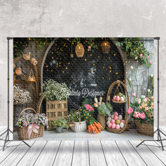 Aperturee - Black Arch Brown White Wall Floral Easter Backdrop