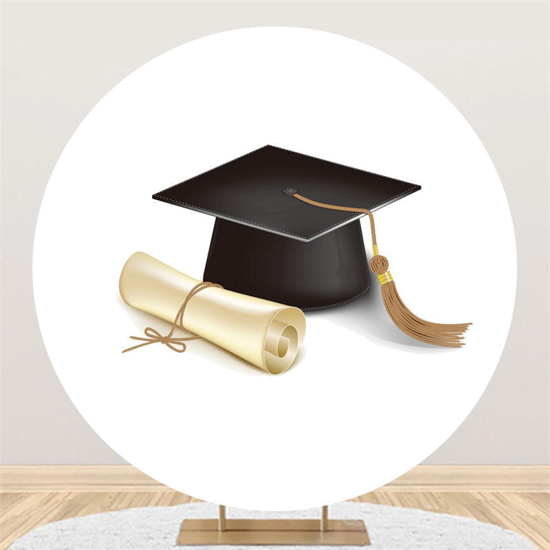 Aperturee Black Bachelor Cap Simple Circle Graduation Backdrop