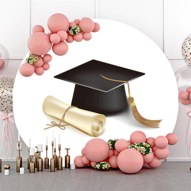 Aperturee Black Bachelor Cap Simple Circle Graduation Backdrop