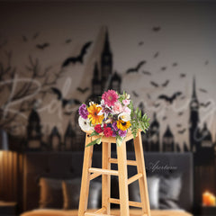 Aperturee - Black Bat Castle Halloween Photo Backdrop