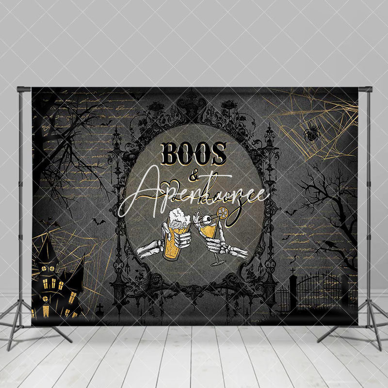 Aperturee - Black Beer Skull Boos And Booze Halloween Backdrop