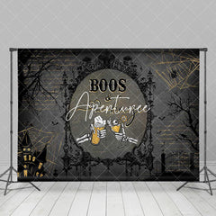 Aperturee - Black Beer Skull Boos And Booze Halloween Backdrop