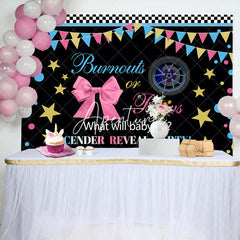 Aperturee - Black Burnouts Or Bows Gender Reveal Party Backdrop