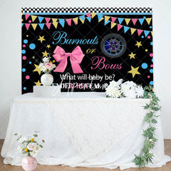 Aperturee - Black Burnouts Or Bows Gender Reveal Party Backdrop