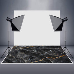 Aperturee - Classic Black Crack Marble Texture Rubber Floor Mat