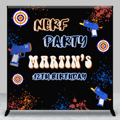 Aperturee - Black Custom Name Nerf 12th Birthday Party Backdrop