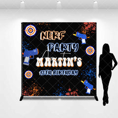 Aperturee - Black Custom Name Nerf 12th Birthday Party Backdrop