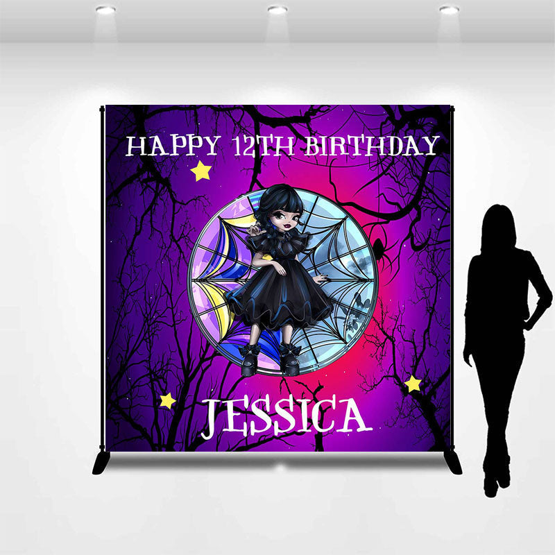 Aperturee - Black Dress Girl Night Custom 12th Birthday Backdrop