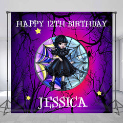 Aperturee - Black Dress Girl Night Custom 12th Birthday Backdrop