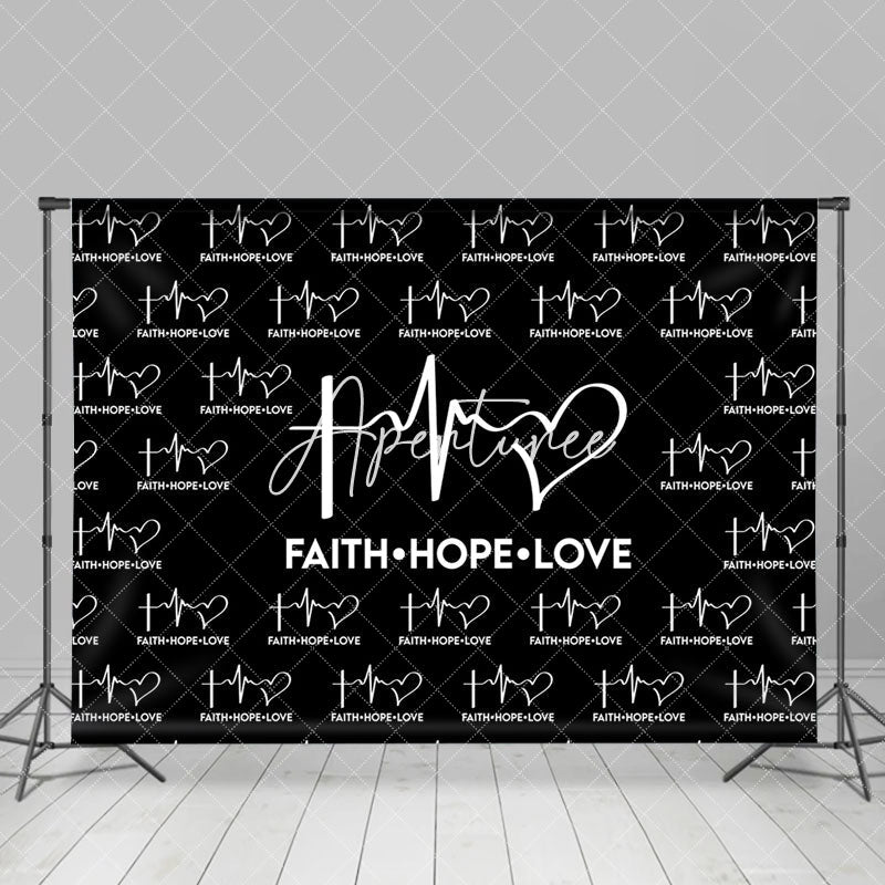 Aperturee - Black Faith Hope Love Electrocardiogram Backdrop