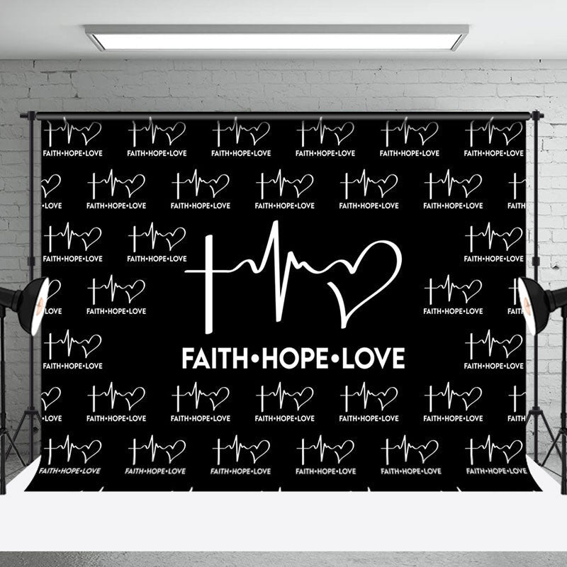 Aperturee - Black Faith Hope Love Electrocardiogram Backdrop