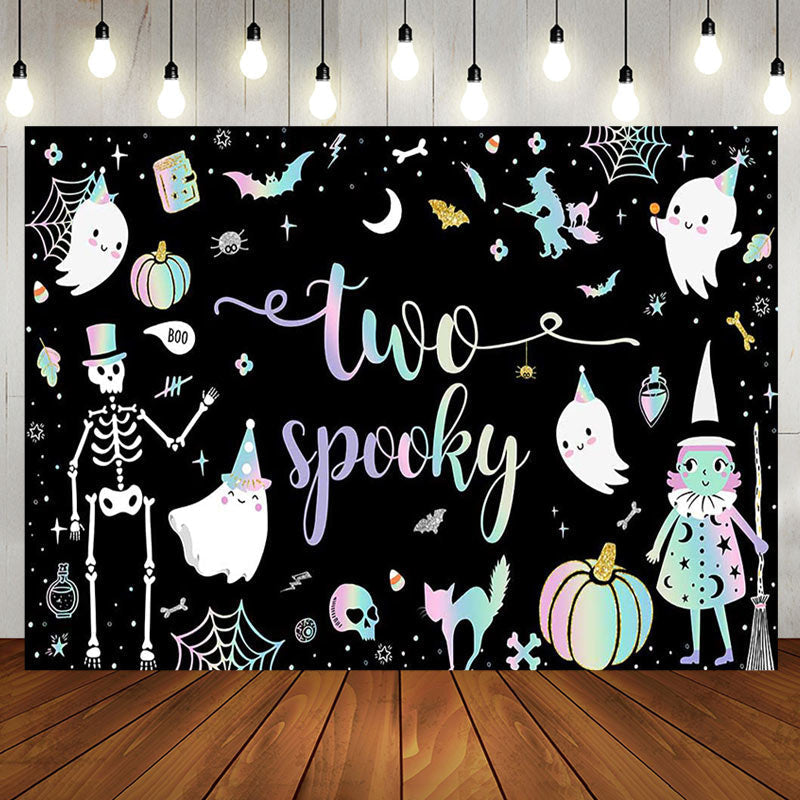 Aperturee - Black Ghosts Halloween Two Spooky Birthday Backdrop