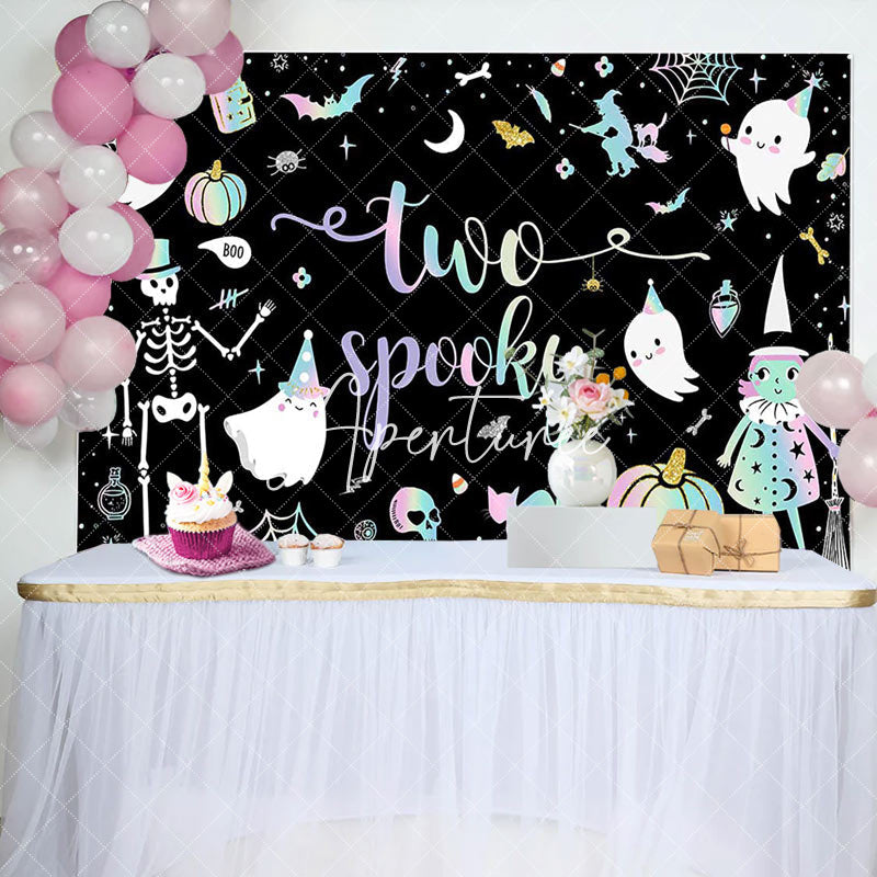 Aperturee - Black Ghosts Halloween Two Spooky Birthday Backdrop