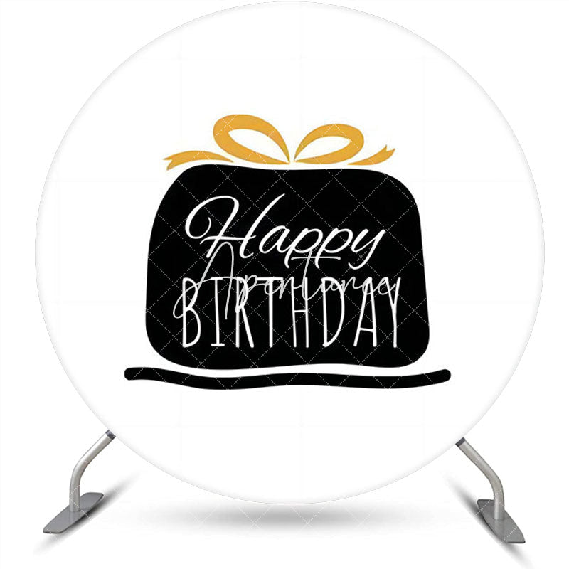 Aperturee - Black Gift Morden Simple Round Birthday Backdrop